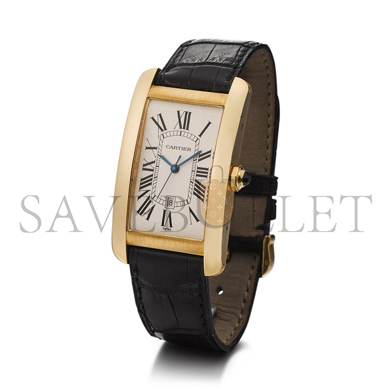 Ca*t1er tank amÉricaine reference 1740 a yellow gold wristwatch with date wgta0041